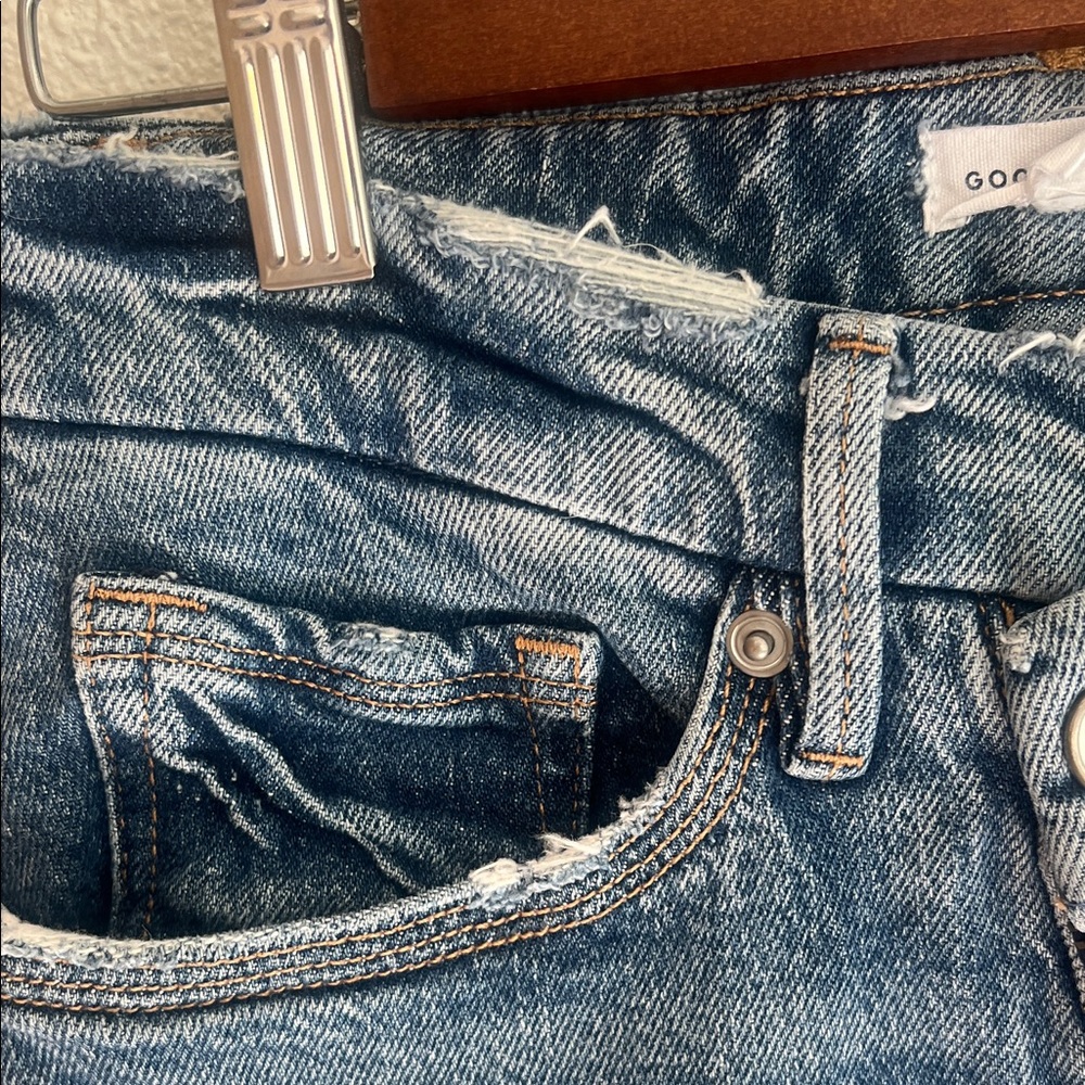 Good American Distressed Denim Jeans SZ 25 - Picture 6 of 9